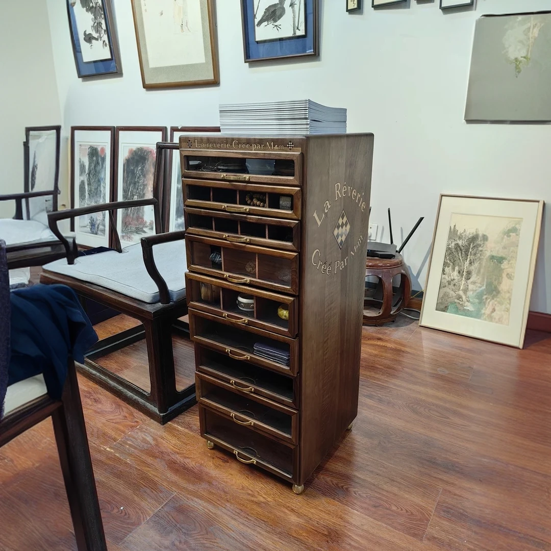 【北美黑胡桃/9层/单柜】牙科柜茶水柜黑茶叶收纳中古风出口品质