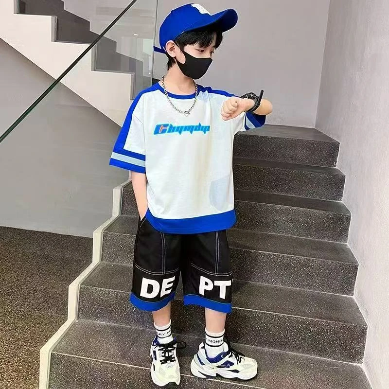 502634 童装男童套装2025夏休闲运动洋气韩版两件套宝宝潮酷衣服