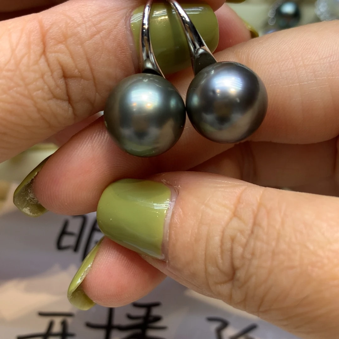 银S925镶嵌海水珍珠耳饰