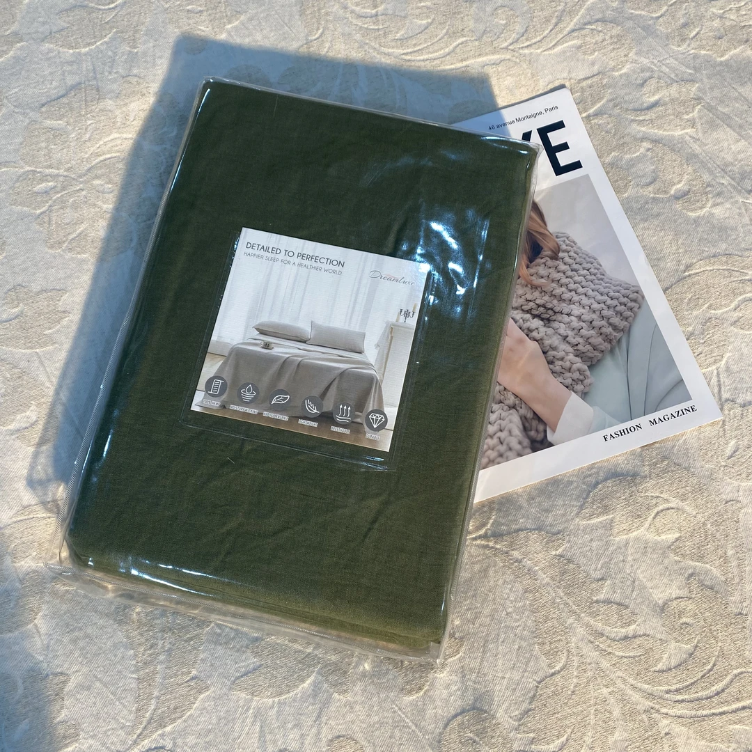 【臻麻典藏陆先生孤品】纯汉麻单床单草绿色+条纹绿