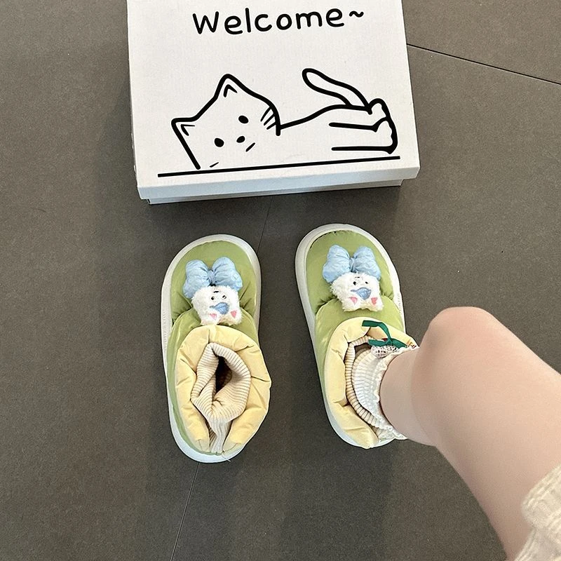 时尚拼色加绒防滑短筒雪地靴2025冬季新款保暖舒适厚底小个子棉鞋