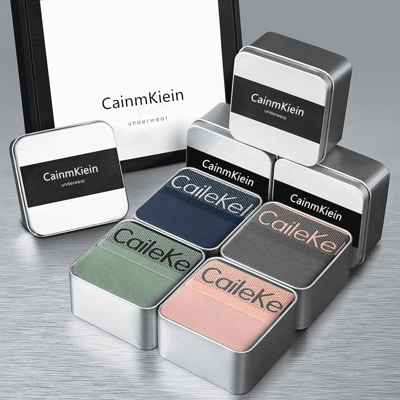 ck正品纯棉男士内裤平角裤舒适抑菌男款中腰透气大码男生四角裤