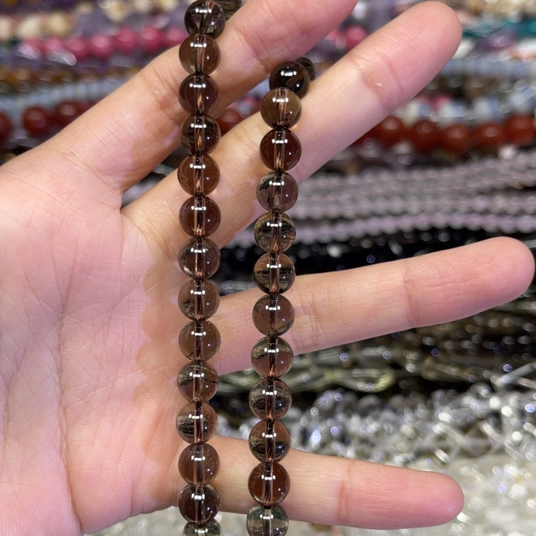 玛瑙/玉髓散珠茶晶卡8一条