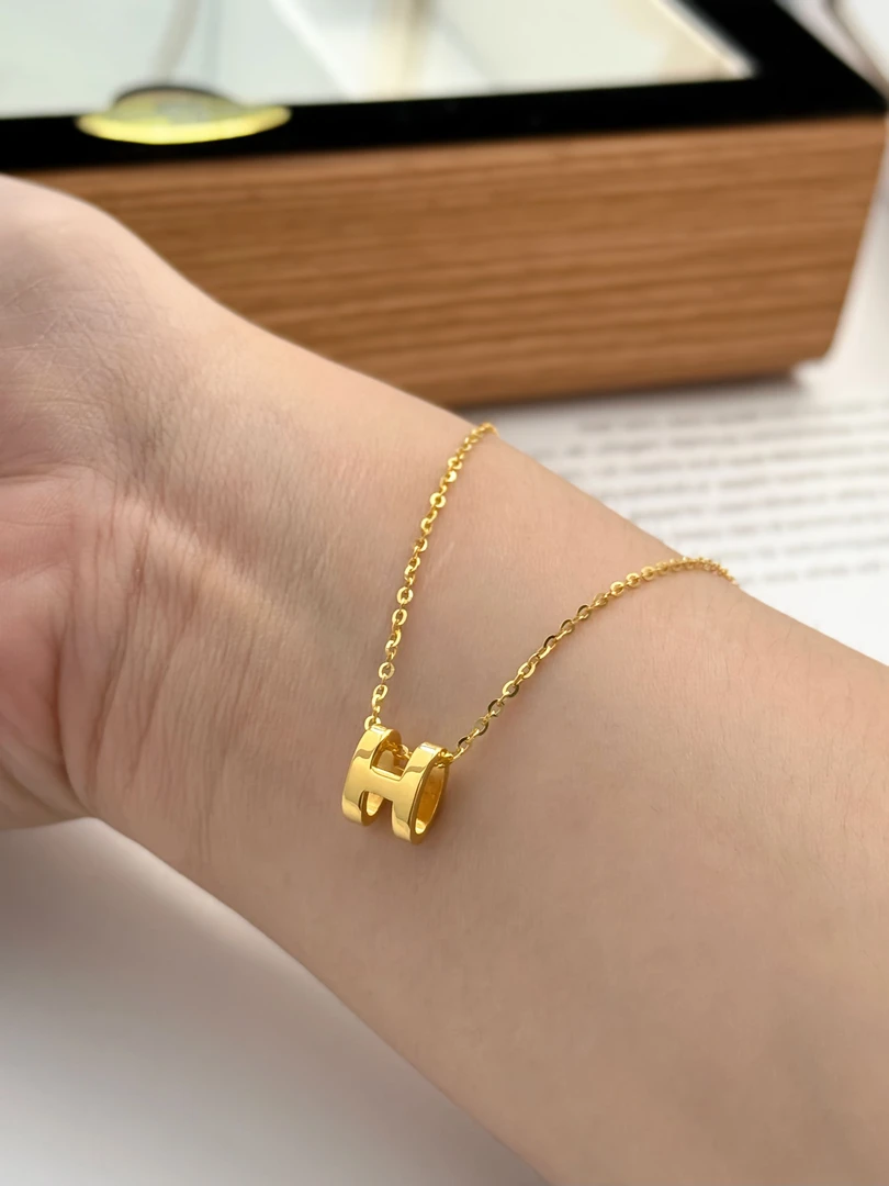 几何H项链足金999黄金套链@XL081