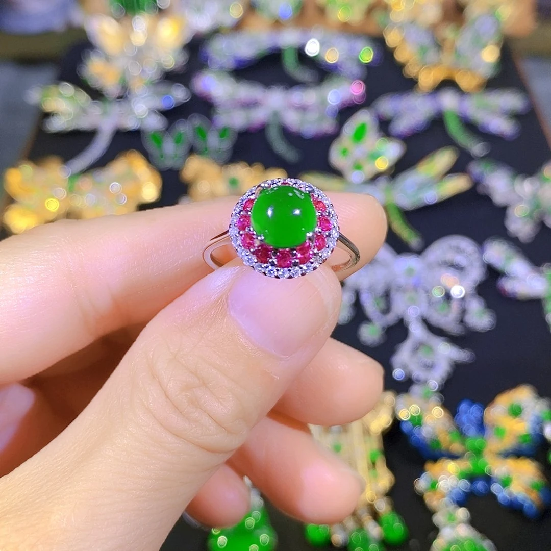 吊坠(不含链)银S925镶嵌翡翠