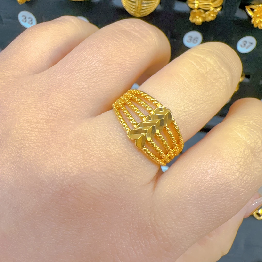 铜合金戒指  简约大气开口可调节金色戒指秋冬新款6