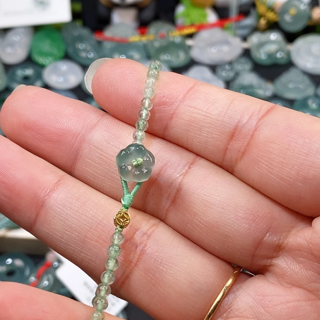 翡翠未镶嵌颈饰小花手绳15