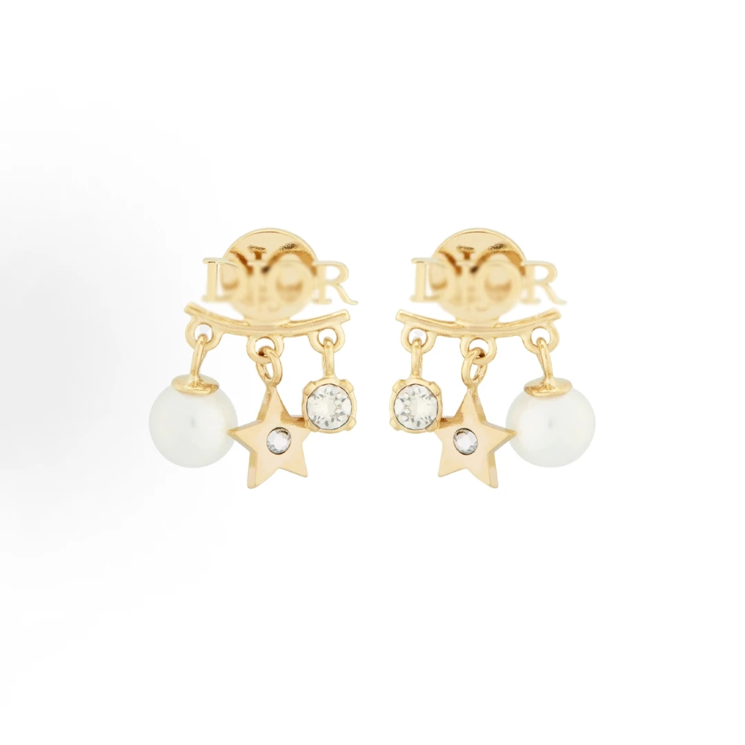 铜合金仿珍珠耳饰 星星流苏耳钉字母耳饰设计感高级耳钉配饰