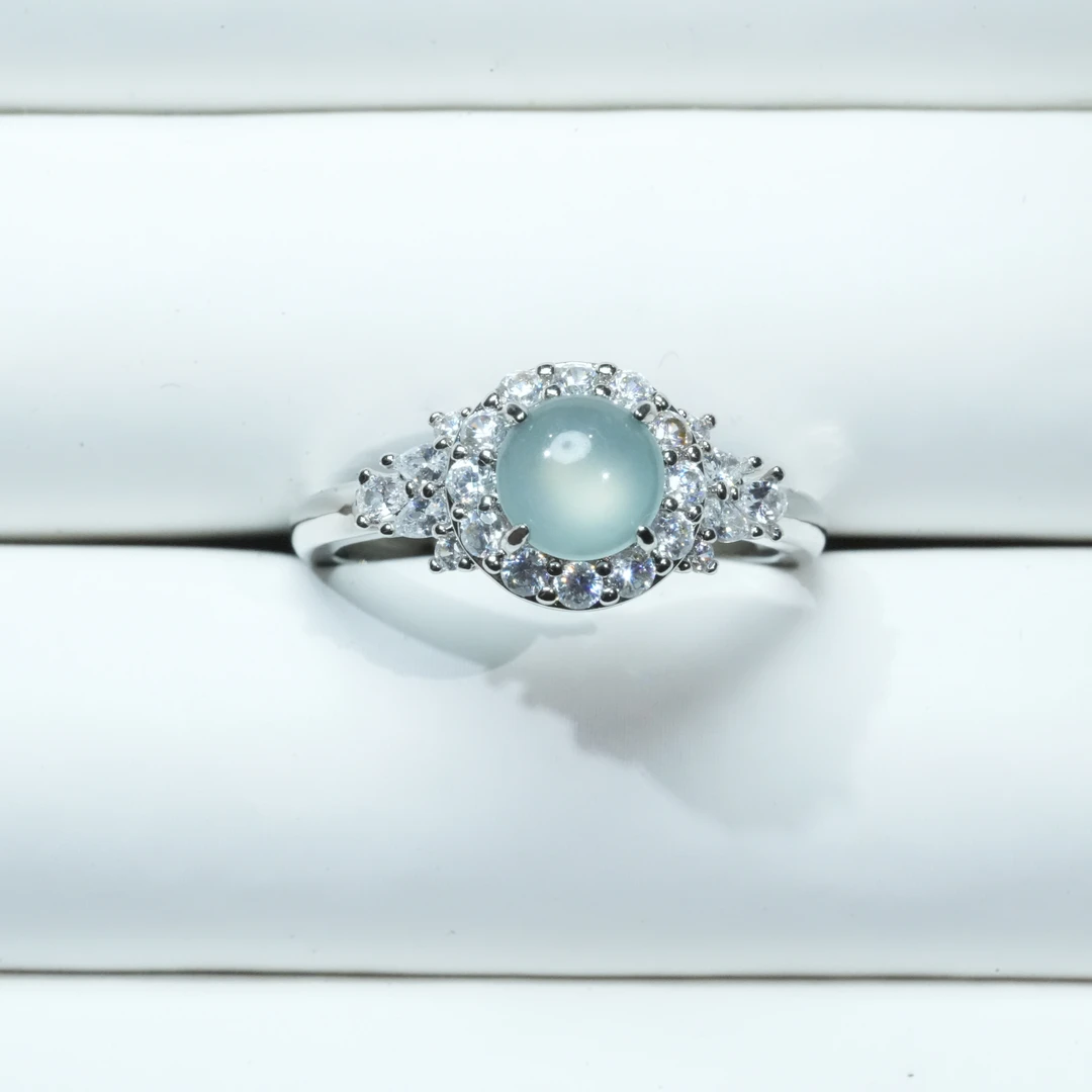 天然A货翡翠蛋面戒指百搭戒简约轻奢开口戒多样性发一个