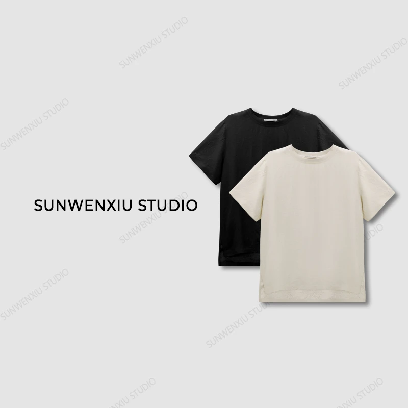 swx studio2店 100醋酸设计感轻奢百搭显瘦气质短袖T恤
