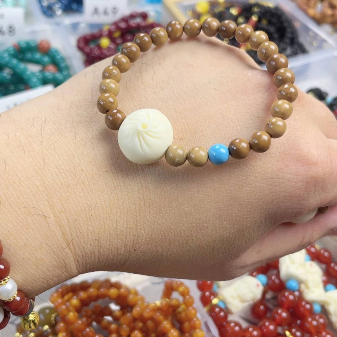 檀香紫檀（小叶紫檀）手串银S925镀金镶嵌