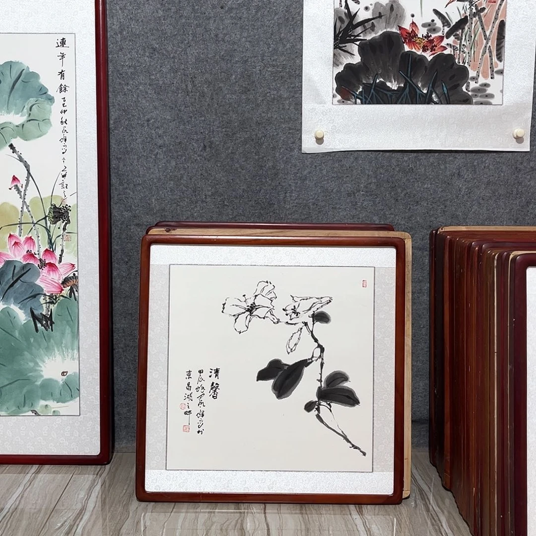 国画书画作品带框63×63