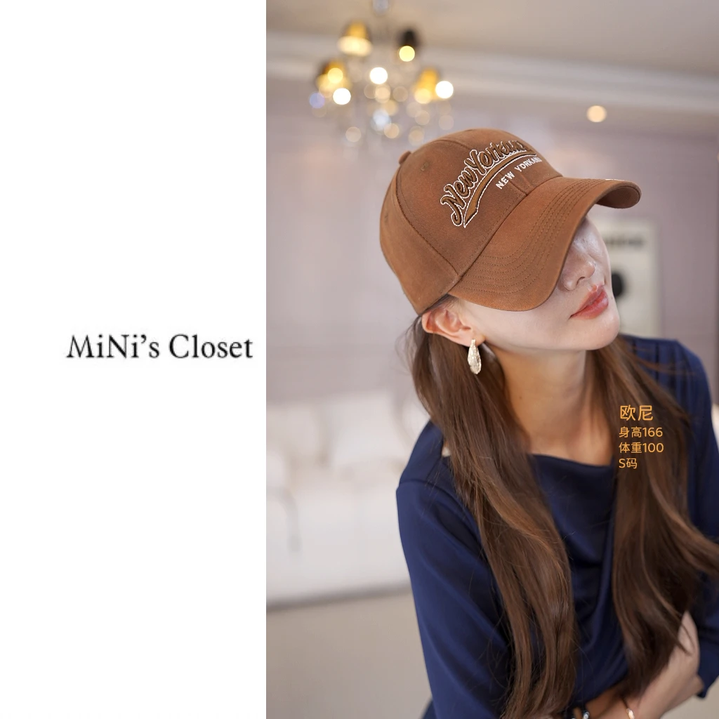 【MiNi推荐】韩版字母刺绣棒球帽子字母显脸小休闲百搭鸭舌帽JE2058