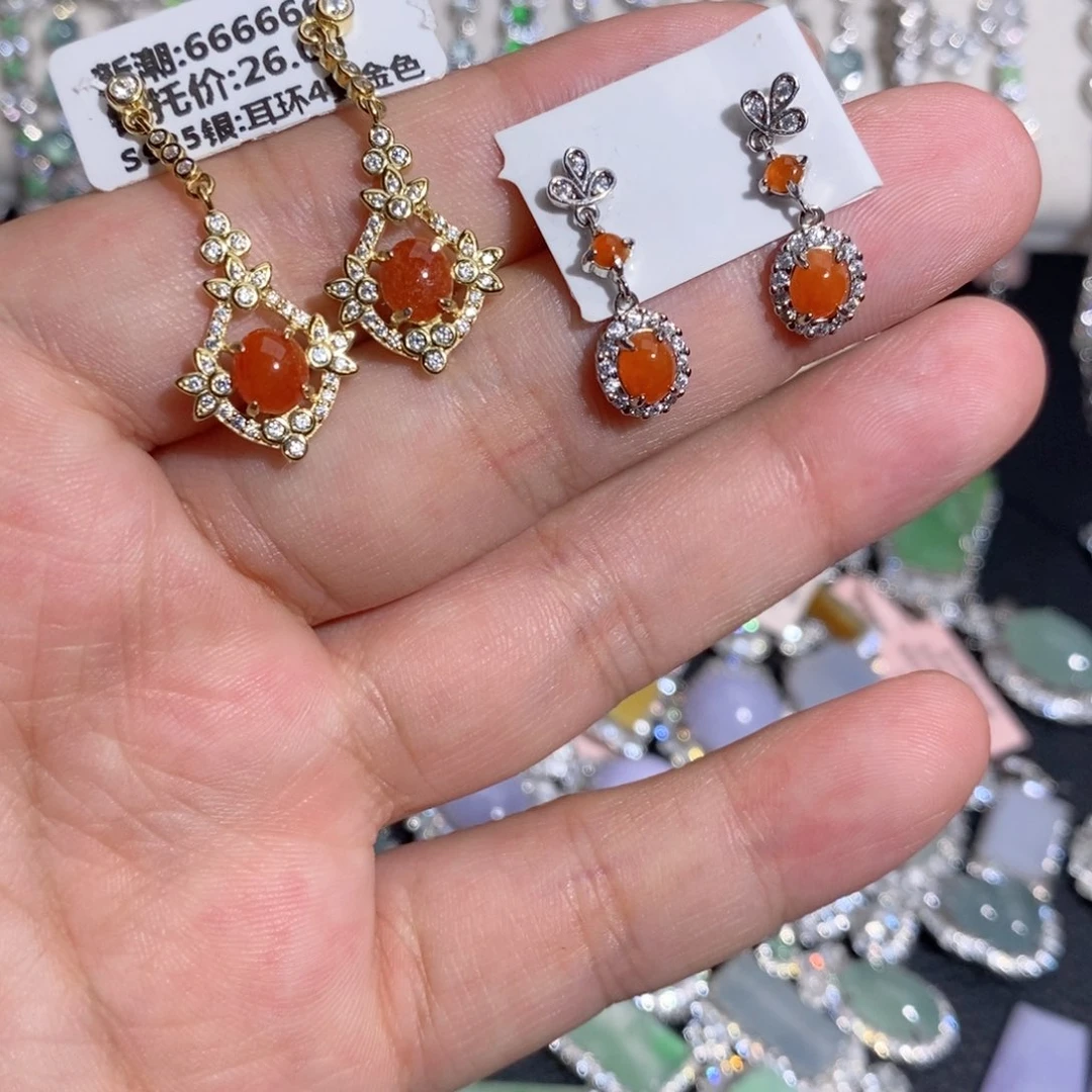 翡翠银S925镶嵌耳饰kkkk