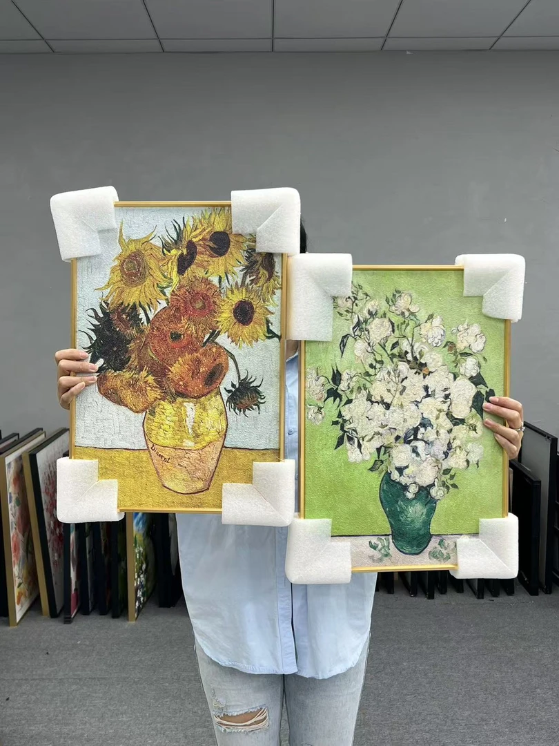 手工砂岩法式中古风复古客厅玄关餐厅书房挂画小众系列3045*2