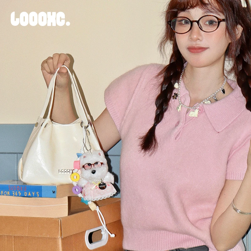 路小船「牛乳」水桶包休闲百搭2025春斜挎包甜美托特包单肩包包女