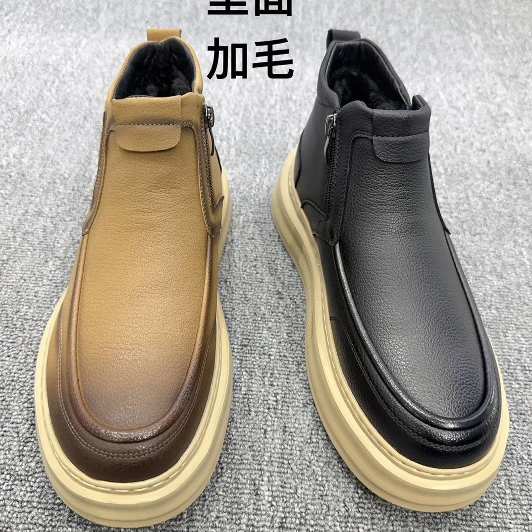 【Aysa男装】7330增高镂空工装靴高帮马丁靴车缝线休闲风保暖圆头