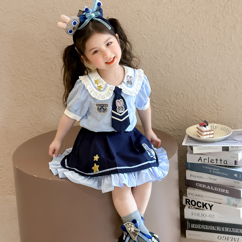 兔子警官cos女童夏装套装2025新款儿童装学院风裙子宝宝夏季衣服