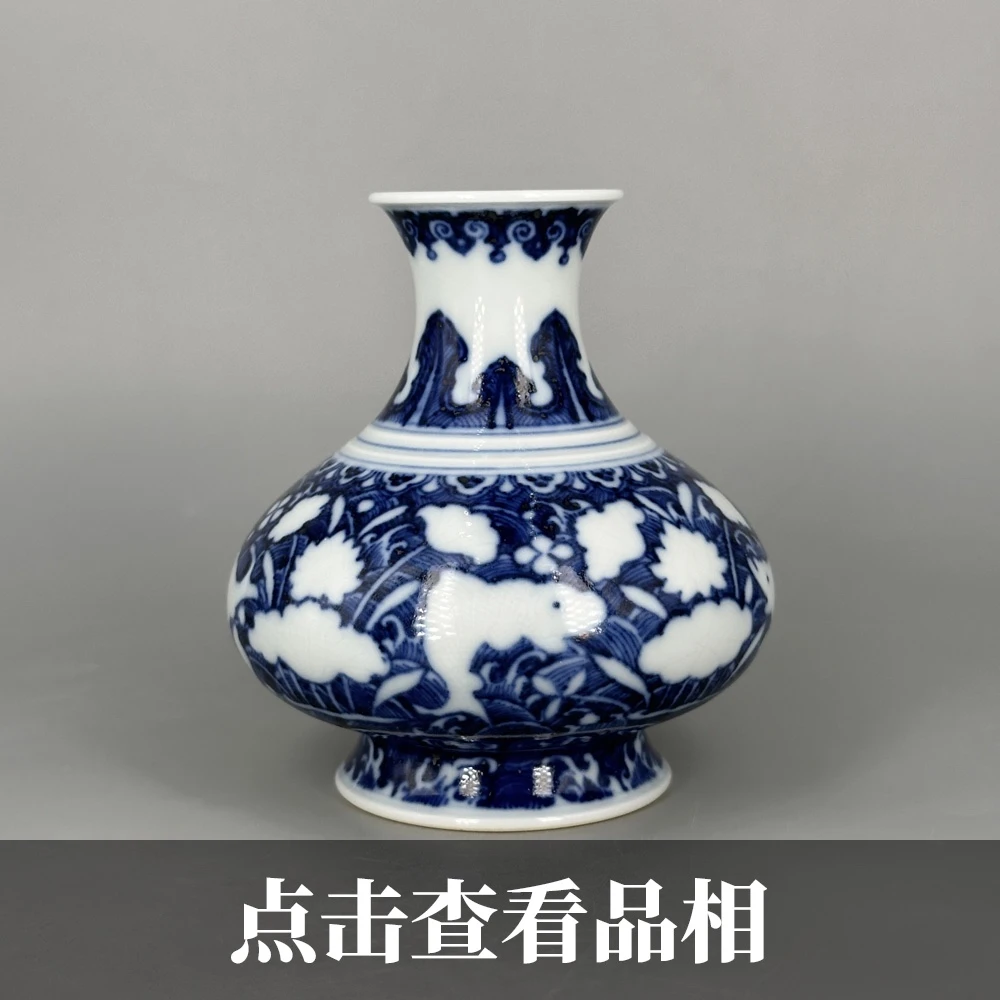 小雅仿明青花暗刻鱼藻纹花瓶0925-39-1000