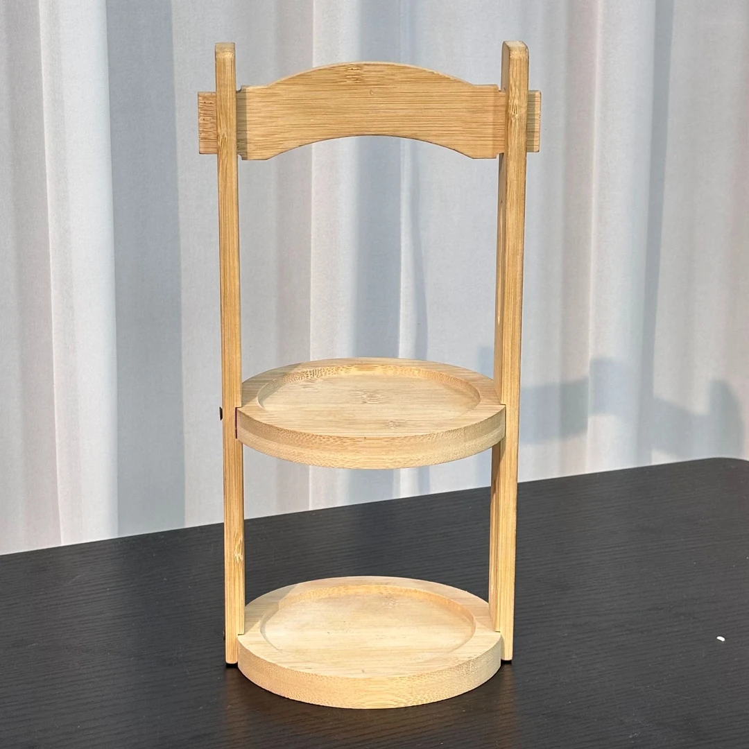 双层收纳桌面收纳手提式圆形收纳盒7102