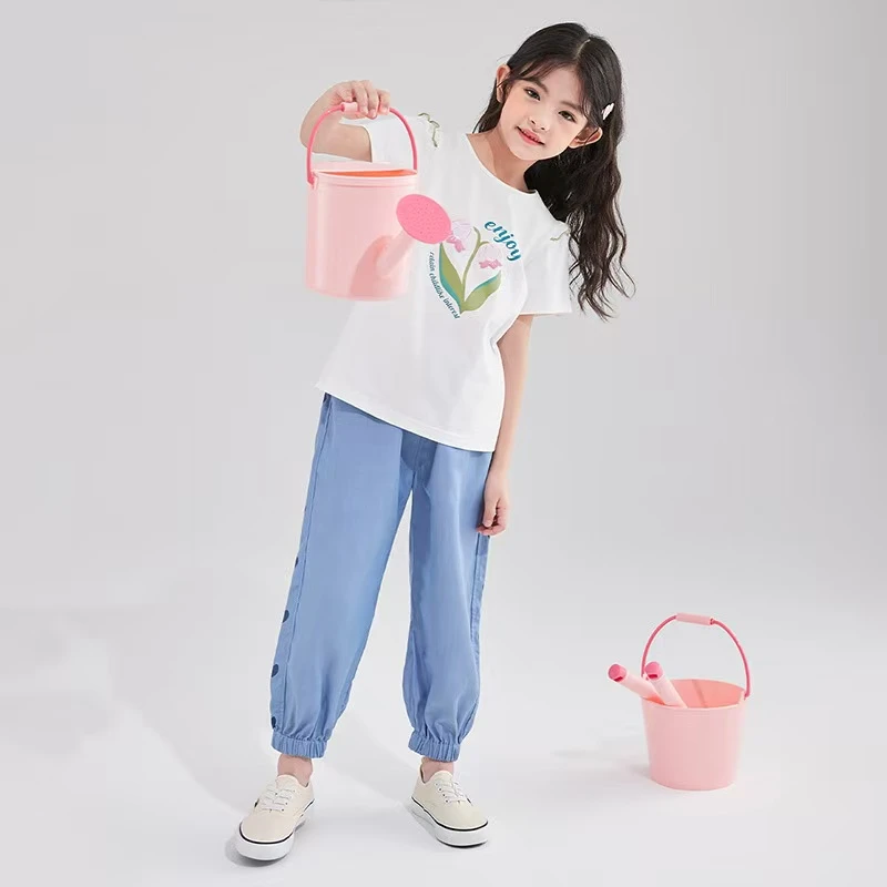 天丝面料！笛女童春夏季防蚊仿牛仔长裤302