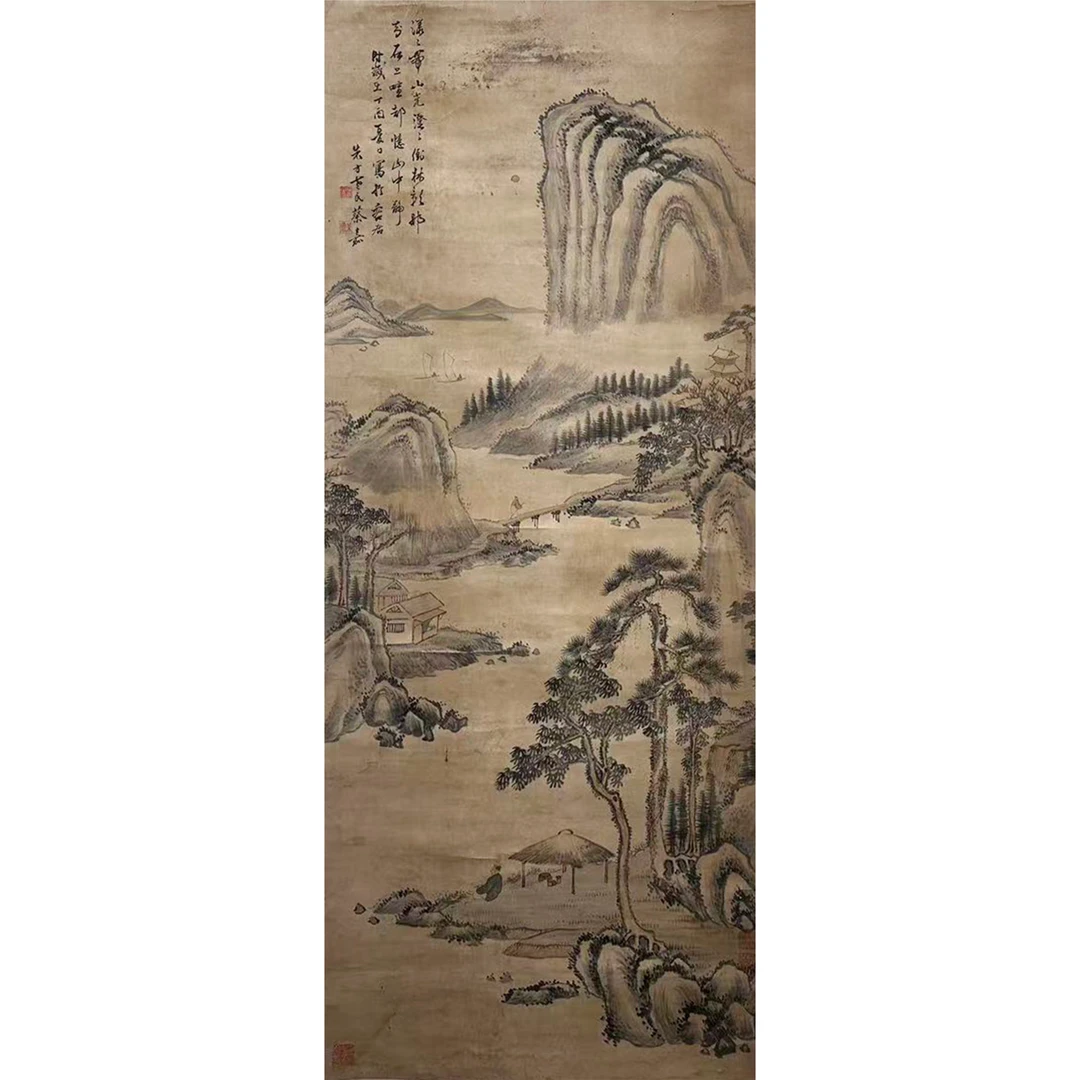 蔡嘉 1777年作 江浦远帆 立轴 127×50cm约5.8平尺；