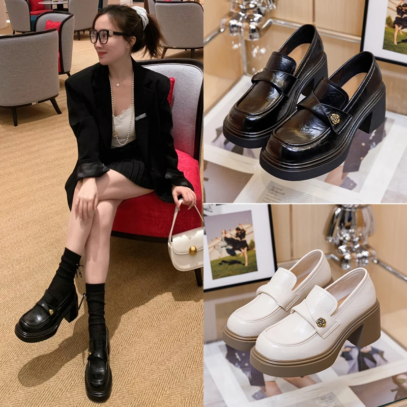 【XIAOYU】L-219春季新款乐福鞋厚底增高舒适一脚蹬复古小皮鞋