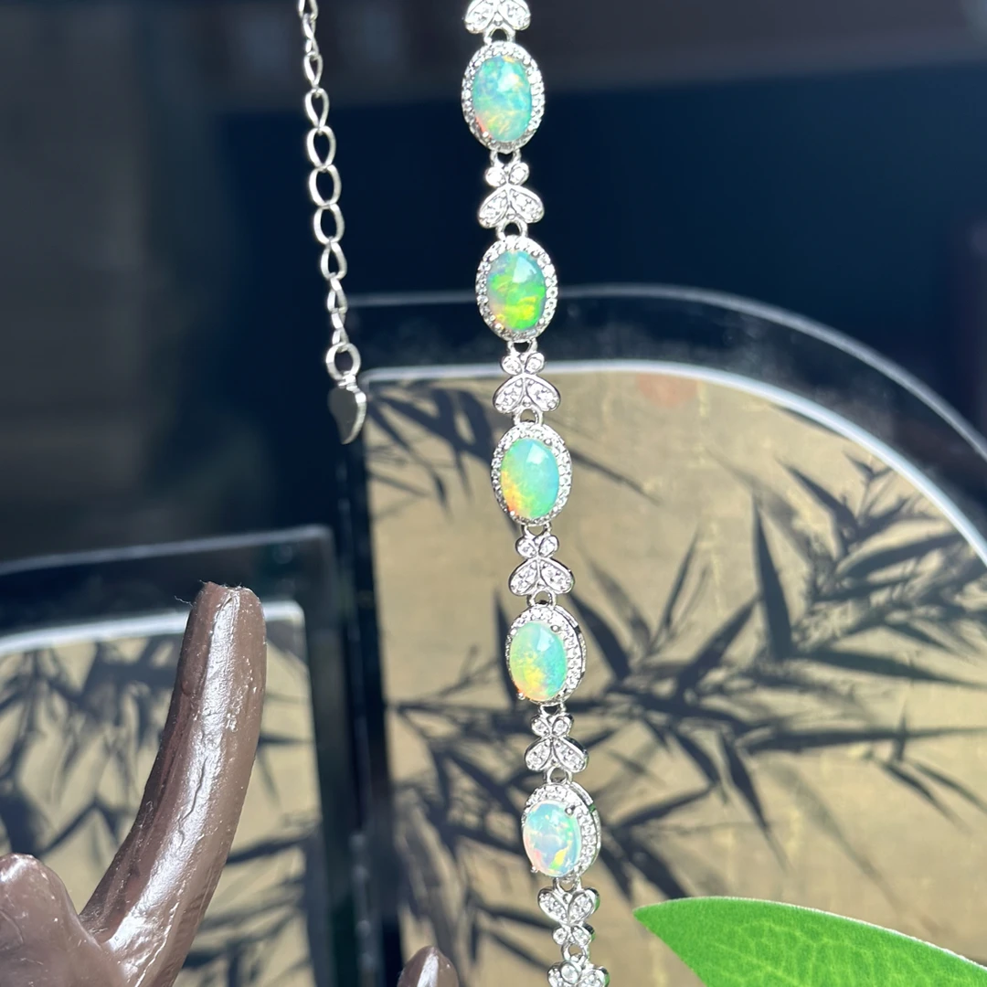 【645】天然欧泊手链S925银