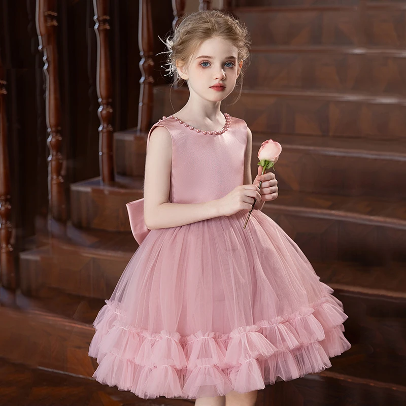 女童高端礼服公主裙花童婚礼小女孩礼服裙儿童小主持人钢琴演出服