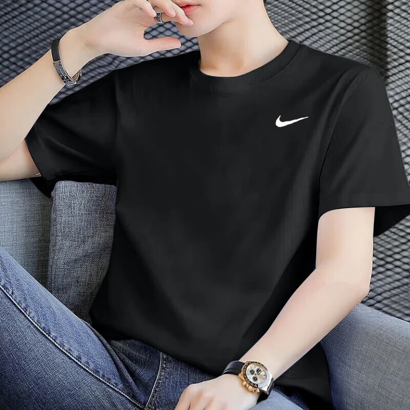 耐克T恤男上衣2025新款运动跑步健身训练半袖圆领黑色短袖 DV9840