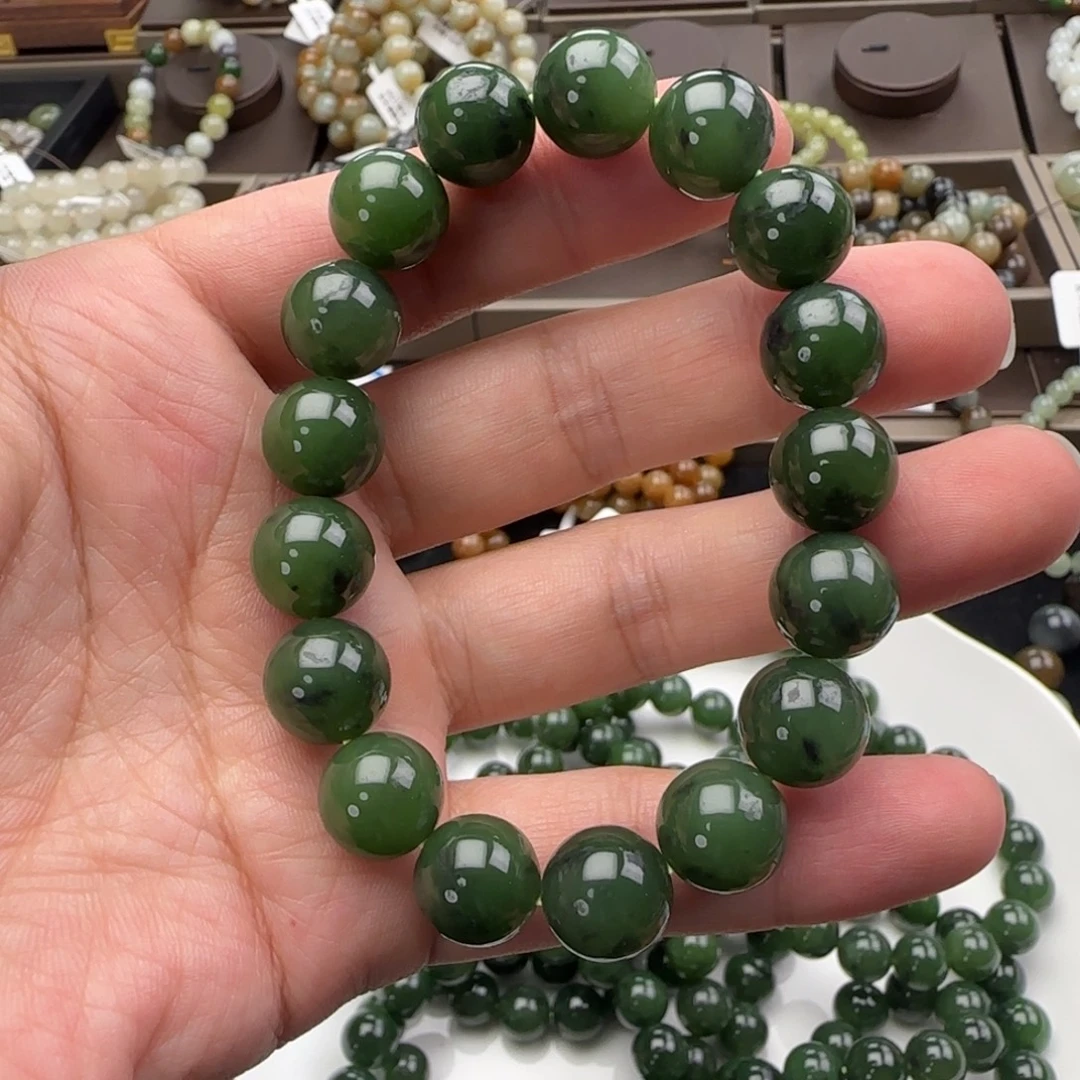 和田玉未镶嵌手链卡12俄碧红皮，56