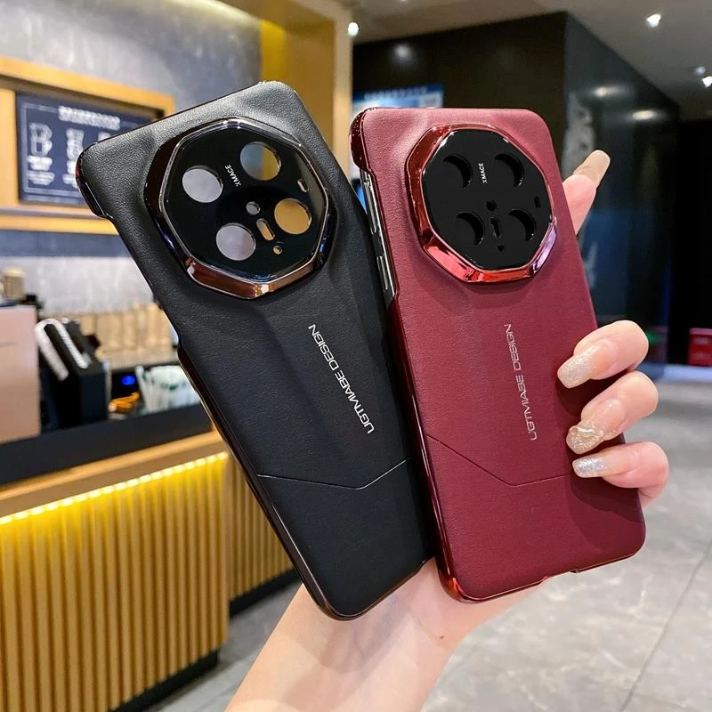 适用华为Mate70RS手机壳60pro+简约商务电镀皮纹秒变非凡大师男女