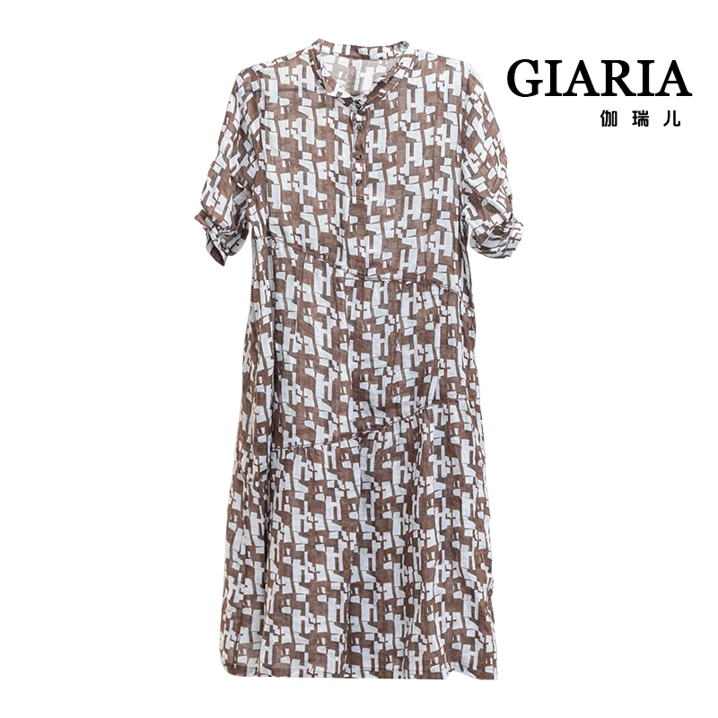 GIARIA055A021小翻领灯笼袖夏季连衣裙翻领休闲宽松气质设计师