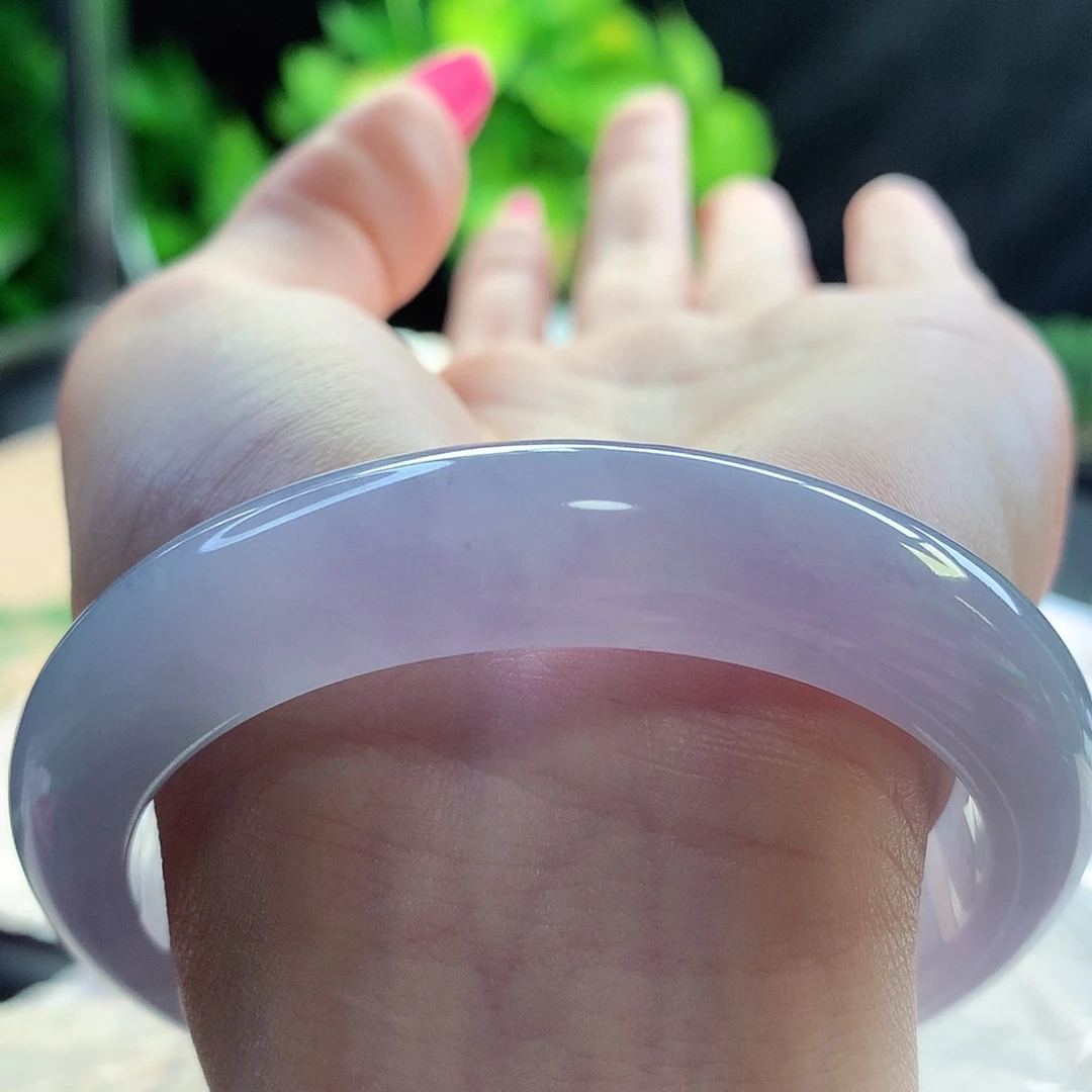 未镶嵌手镯翡翠天然A货翡翠57-58茄子紫 紫气东来