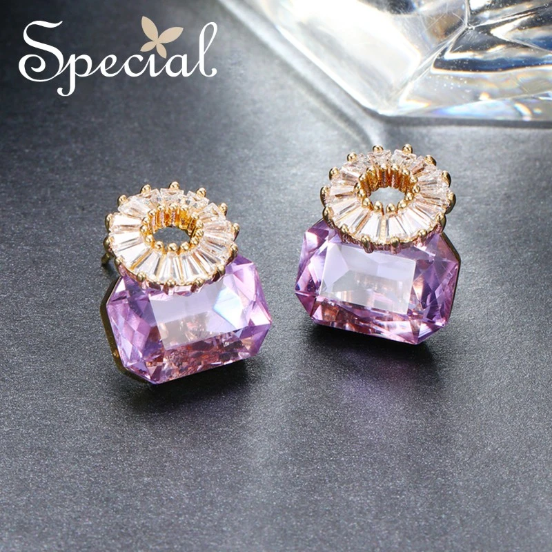 合金玻璃耳饰 special 轻奢法式优雅水晶气质女耳钉耳饰 橘子电影