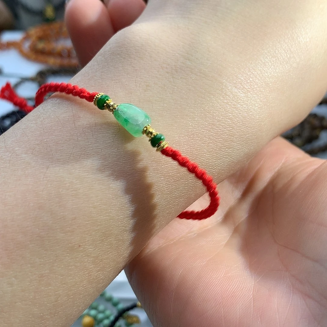 翡翠18K金镶嵌手绳翡翠手绳