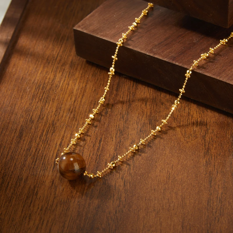 坠链均925银 梁雅帝新品【蹦迪虎眼木星珠链】时尚百搭气质纯银项链