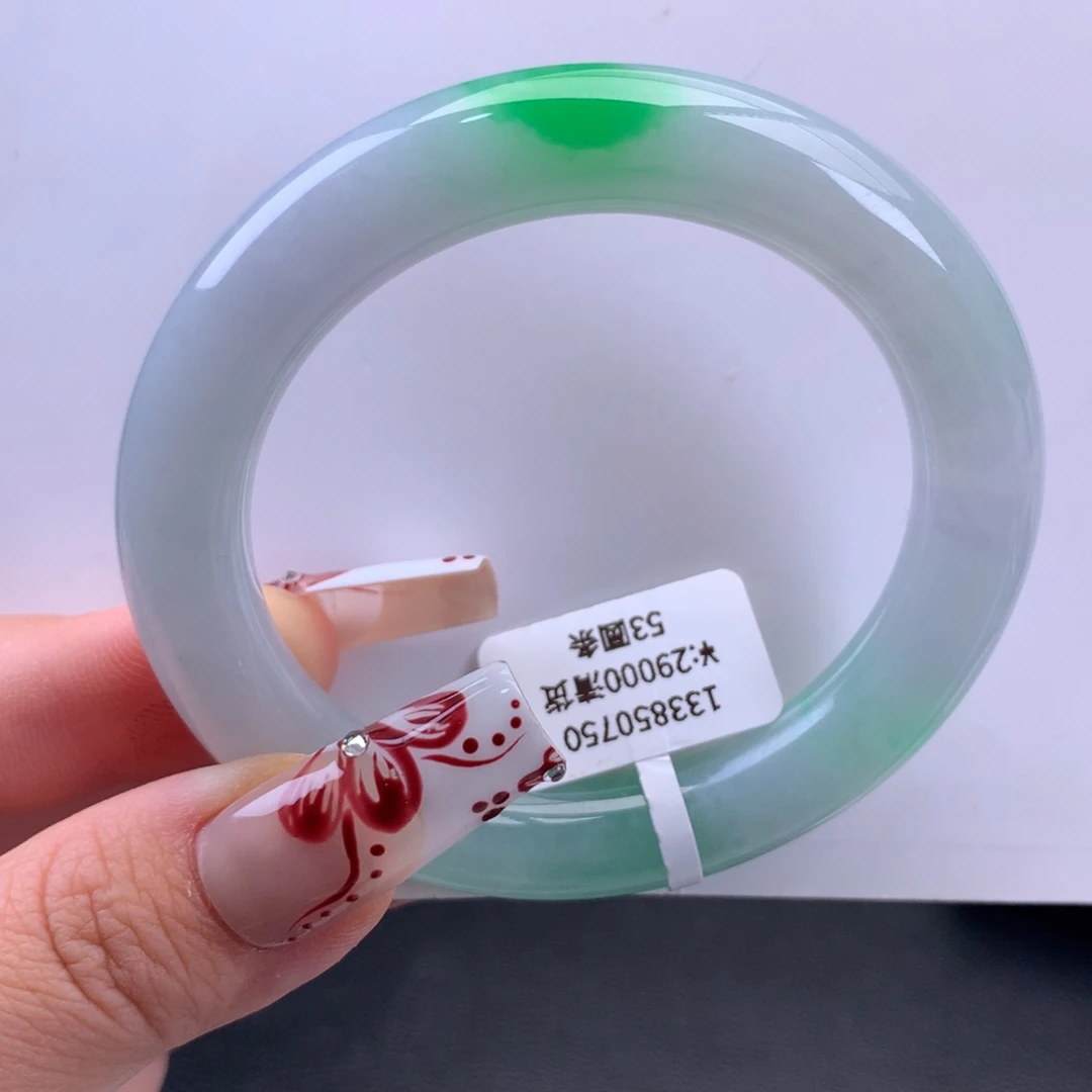 翡翠手镯未镶嵌（回流）糯化飘绿圆条（强推）实价32200