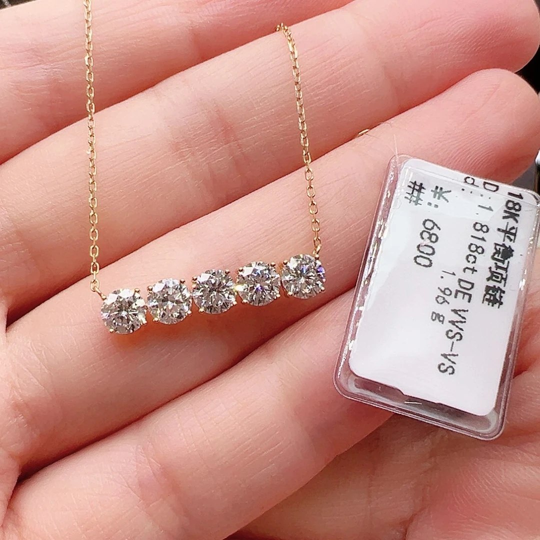 实验室培育钻石套链18K金镶嵌单颗36分，平衡木项链k黄