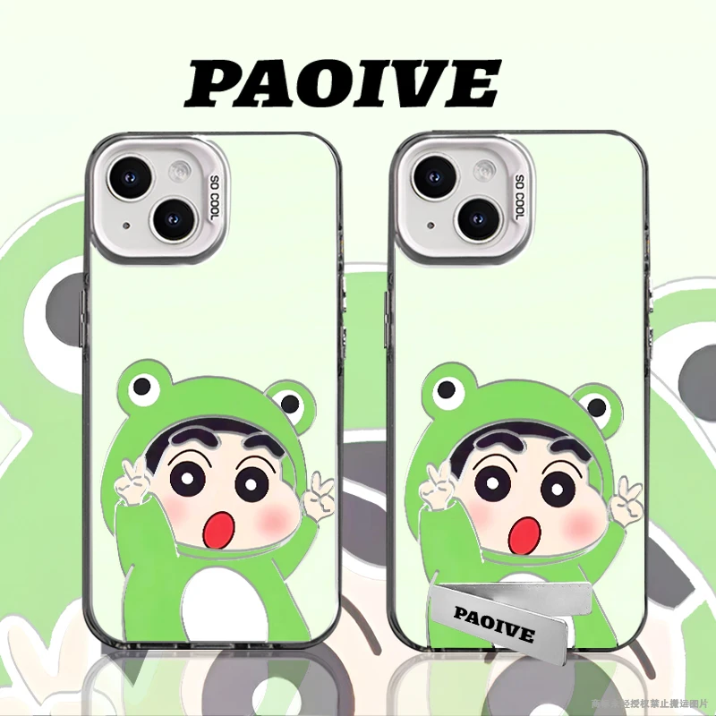 适用苹果华为vivo一加iPhone14小米三星蜡笔小新防摔彩银手机壳