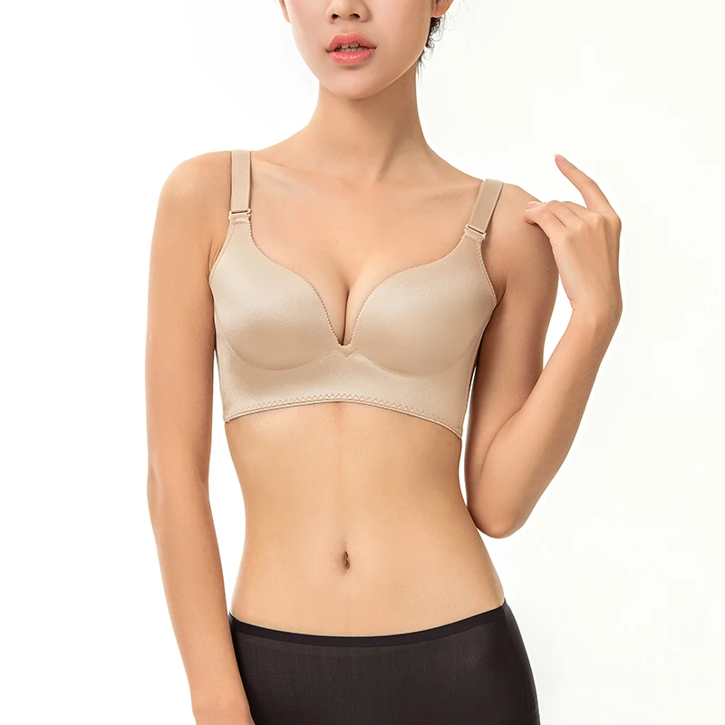 101827一片式加厚聚拢大码舒适美背调整型上托小胸性感
