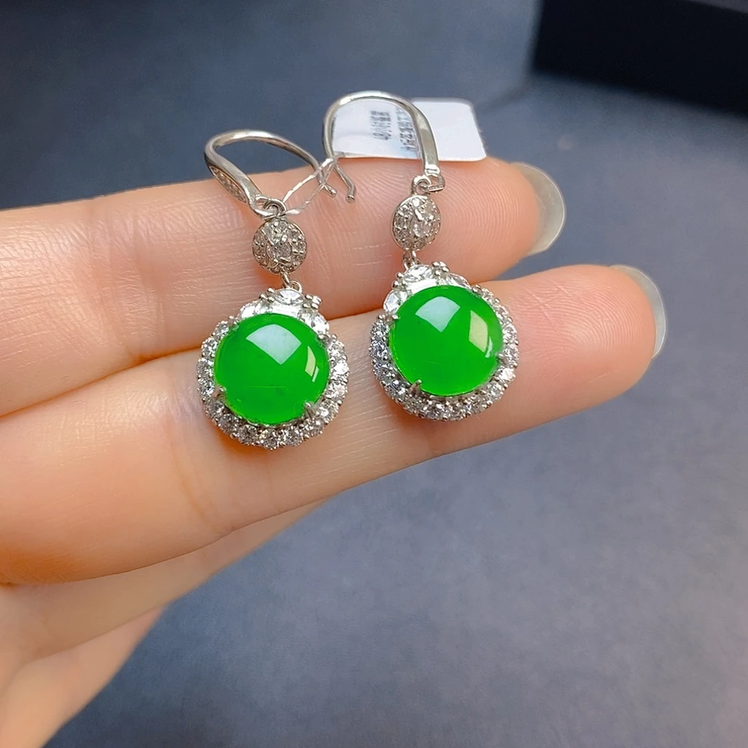 翡翠银S925镶嵌耳饰