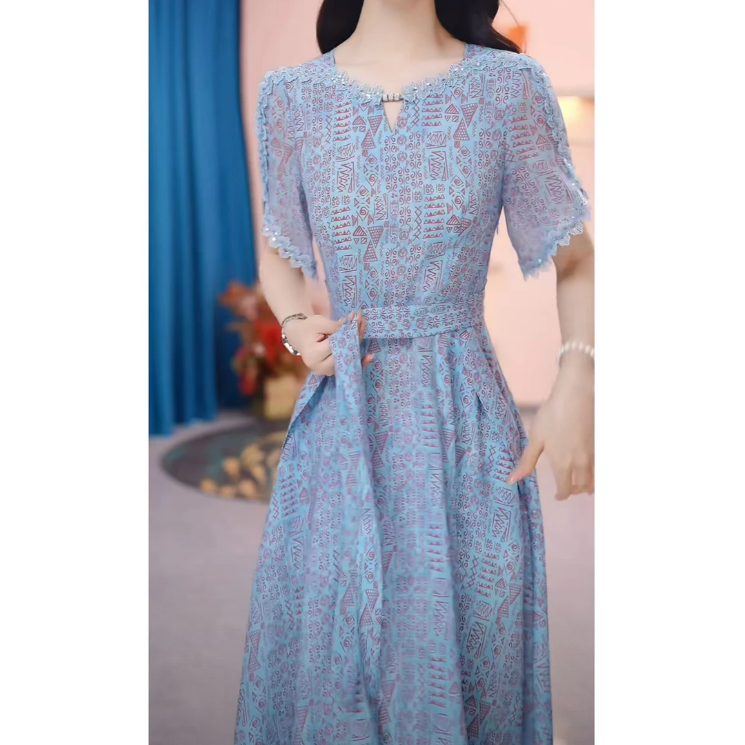 云禧女装【SJYH2303】2025年夏季新款时尚优雅减龄连衣裙显瘦气质