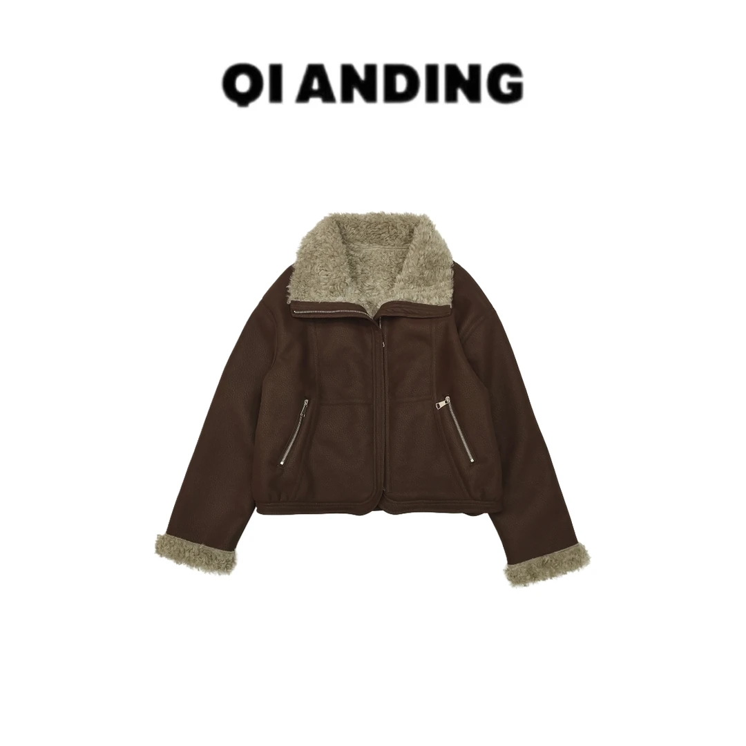 【QIANDING】翻领保暖休闲时尚百搭外套F209