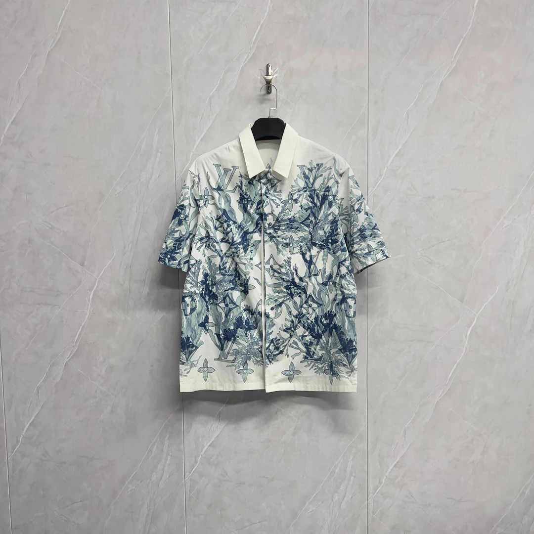 99新 LouisVuitton/路易威登 Lv海草Logo短袖衬衫/W0817/M码
