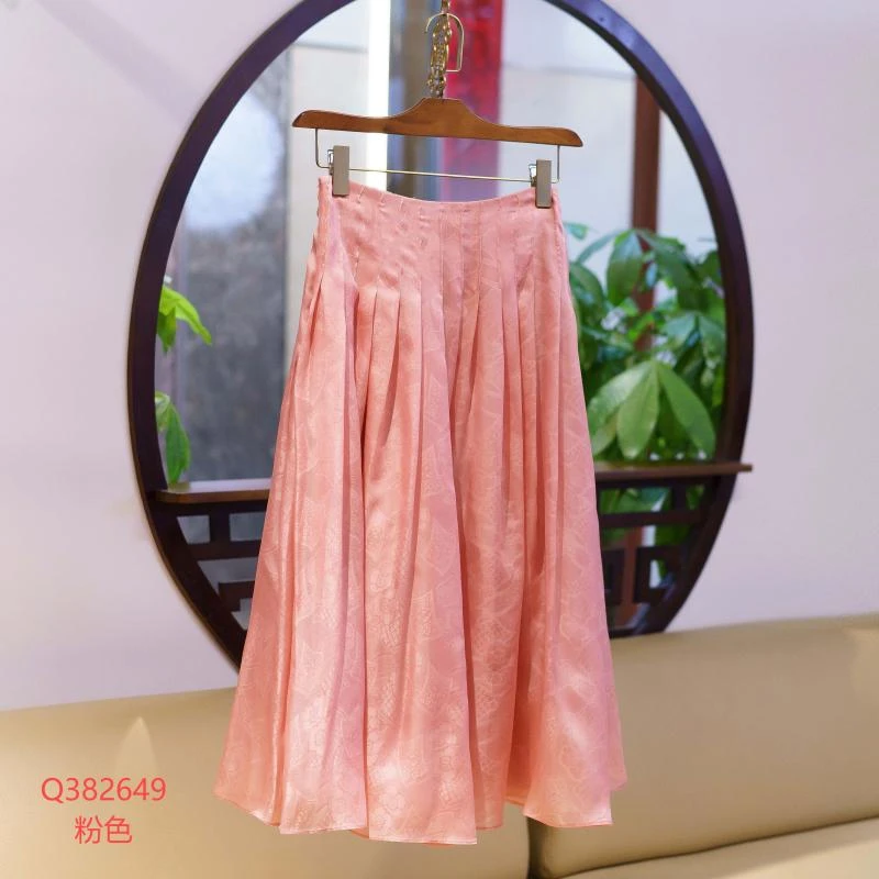 【锦系~新款】真丝欧根纱新中式国风桑蚕丝半裙Q-382649