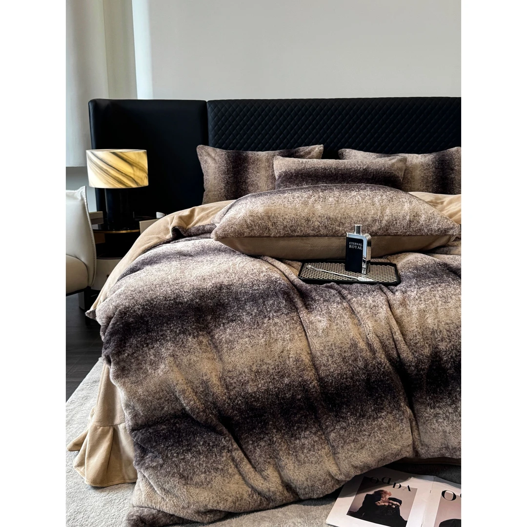 2024高端仿兔毛渐变保暖兔兔绒四件套 KDN 暖芙