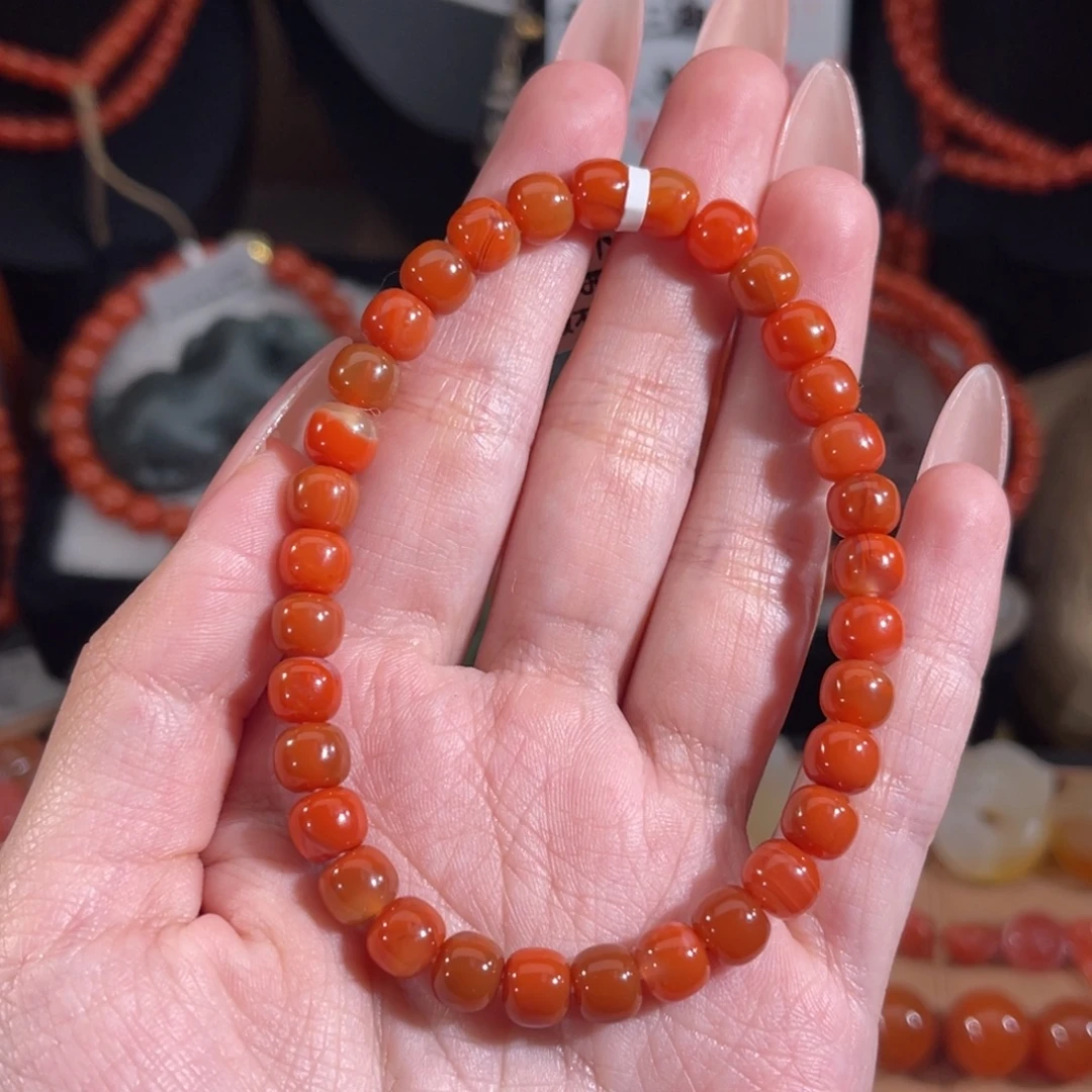 南红玛瑙未镶嵌老型单圈6.8mm