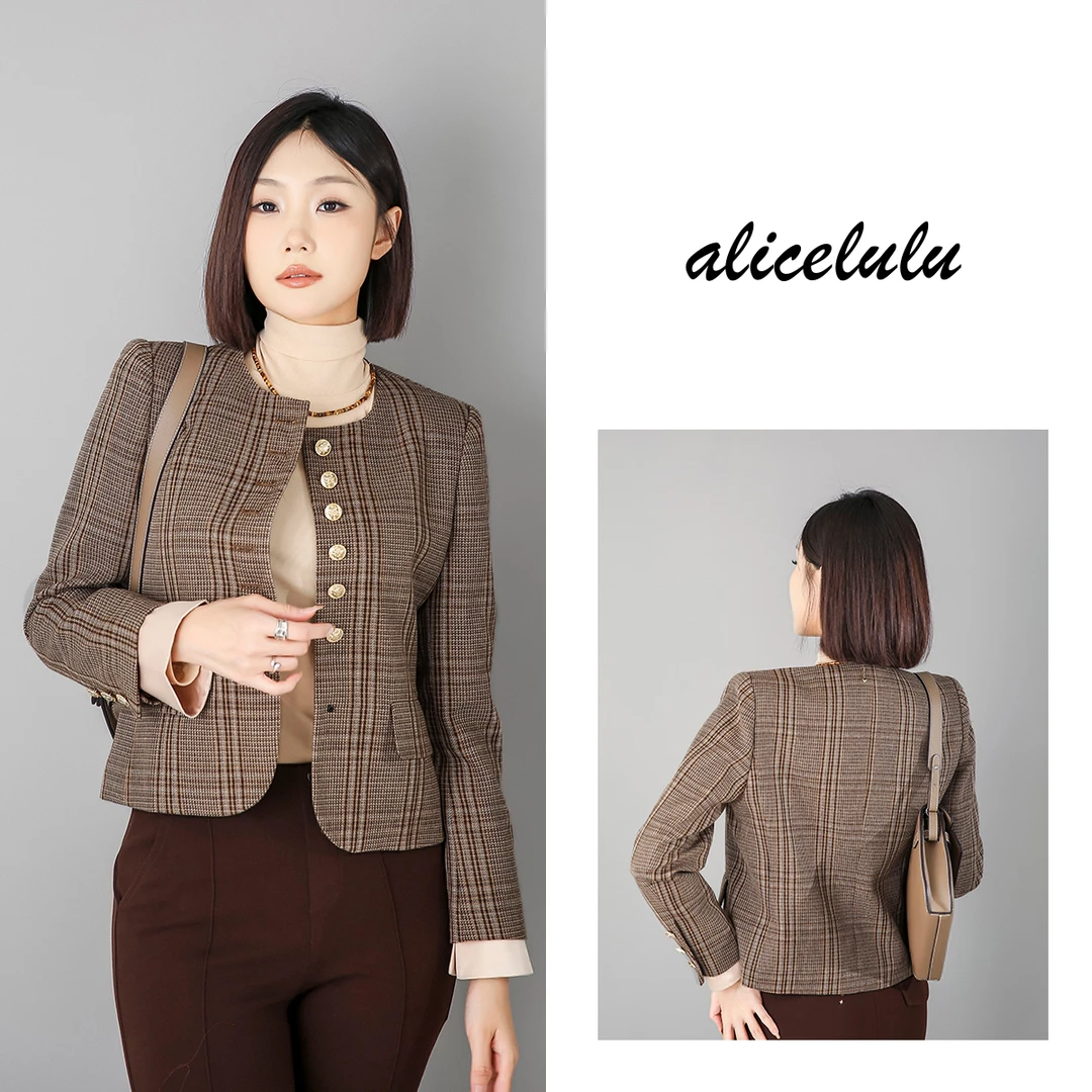 1 ALICE 赛式千金短外套 威尔士格 挺括有型 S2139581A