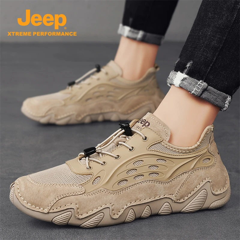 jeep吉普男鞋2025春季新款网面鞋户外徒步轻便透气时尚休闲运动鞋